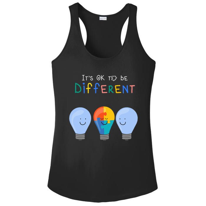 Autism Awareness It's ok to be Different Autism Awareness Ladies PosiCharge Competitor Racerback Tank