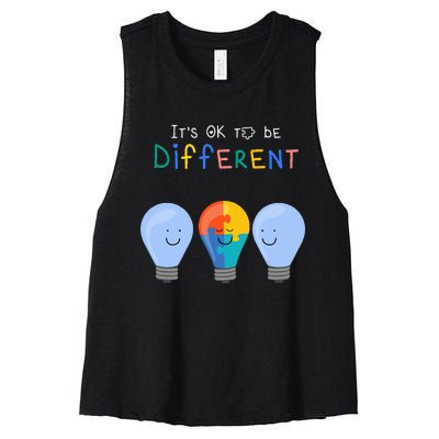 Autism Awareness It's ok to be Different Autism Awareness Women's Racerback Cropped Tank