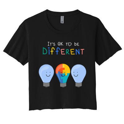 Autism Awareness It's ok to be Different Autism Awareness Women's Crop Top Tee