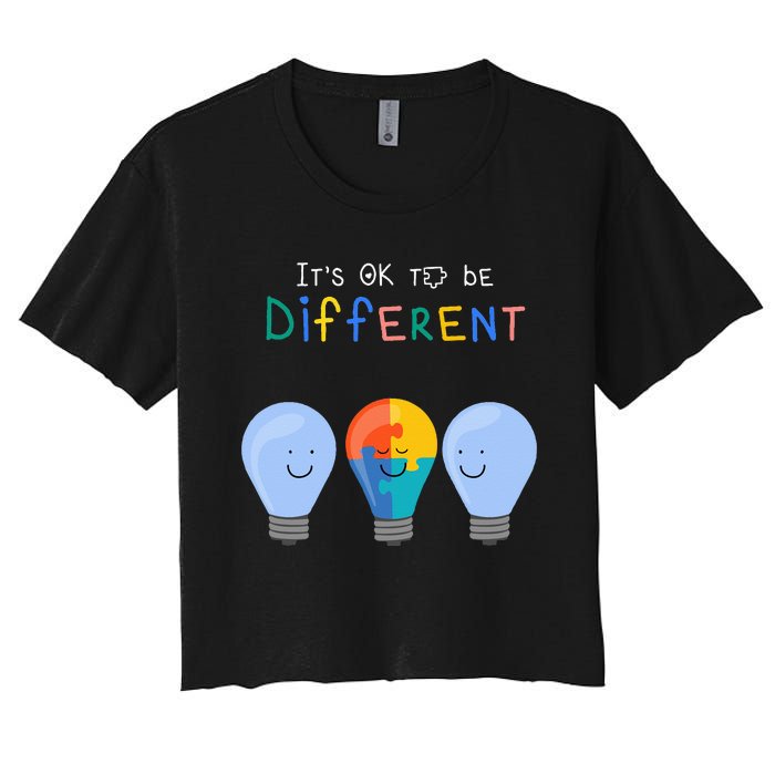 Autism Awareness It's ok to be Different Autism Awareness Women's Crop Top Tee