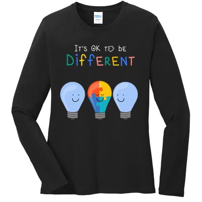 Autism Awareness It's ok to be Different Autism Awareness Ladies Long Sleeve Shirt