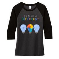 Autism Awareness It's ok to be Different Autism Awareness Women's Tri-Blend 3/4-Sleeve Raglan Shirt