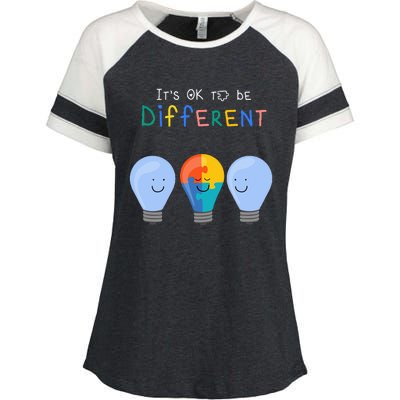 Autism Awareness It's ok to be Different Autism Awareness Enza Ladies Jersey Colorblock Tee