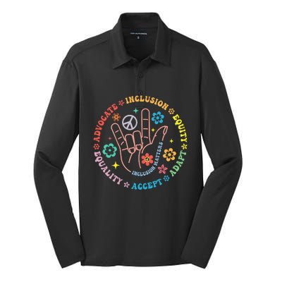 Autism Awareness Inclusion Matters Teacher Silk Touch Performance Long Sleeve Polo