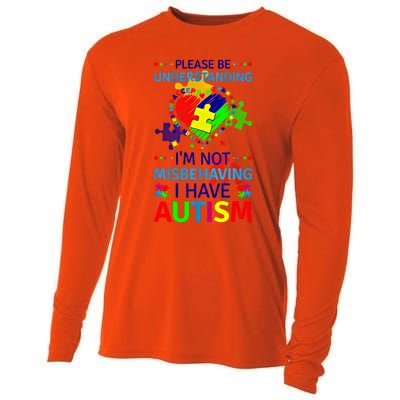 Autism Awareness IM Not Misbehaving I Have Autism Funny Gift Cooling Performance Long Sleeve Crew