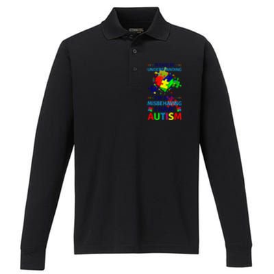 Autism Awareness IM Not Misbehaving I Have Autism Funny Gift Performance Long Sleeve Polo