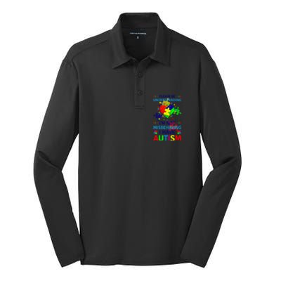 Autism Awareness IM Not Misbehaving I Have Autism Funny Gift Silk Touch Performance Long Sleeve Polo