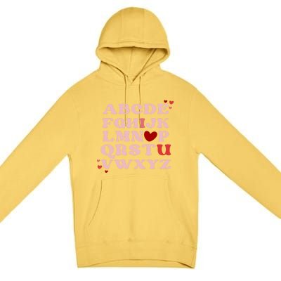 Abc Alphabet I Love You English Teacher Valentines Day Retro Meaningful Gift Premium Pullover Hoodie