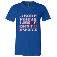 Abc Alphabet I Love You English Teacher Valentines Day Retro Meaningful Gift V-Neck T-Shirt