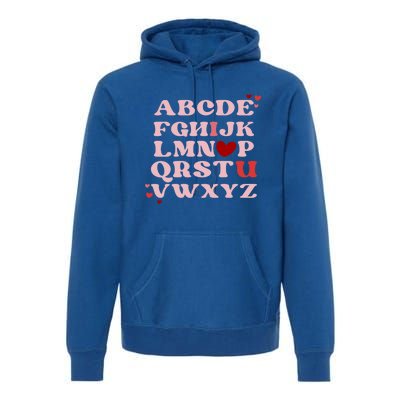 Abc Alphabet I Love You English Teacher Valentines Day Retro Meaningful Gift Premium Hoodie