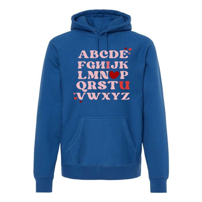 Abc Alphabet I Love You English Teacher Valentines Day Retro Meaningful Gift Premium Hoodie