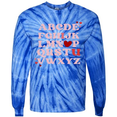 Abc Alphabet I Love You English Teacher Valentines Day Retro Meaningful Gift Tie-Dye Long Sleeve Shirt