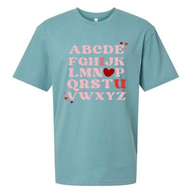 Abc Alphabet I Love You English Teacher Valentines Day Retro Meaningful Gift Sueded Cloud Jersey T-Shirt