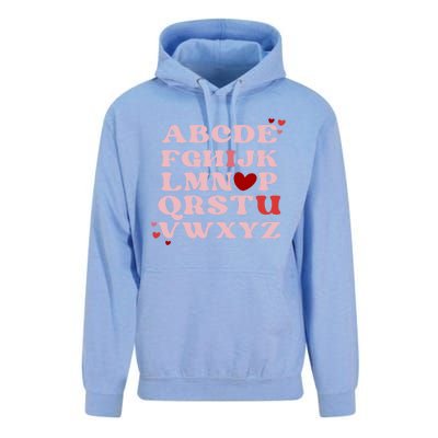 Abc Alphabet I Love You English Teacher Valentines Day Retro Meaningful Gift Unisex Surf Hoodie