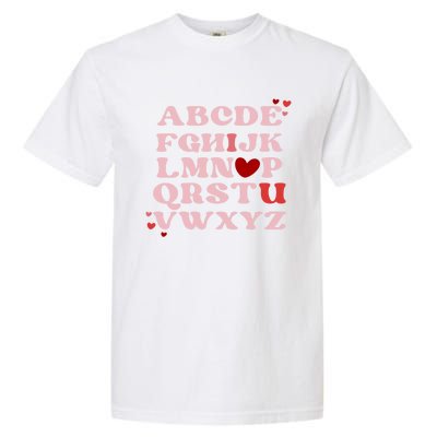 Abc Alphabet I Love You English Teacher Valentines Day Retro Meaningful Gift Garment-Dyed Heavyweight T-Shirt