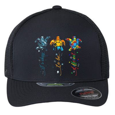 Autism Awareness Its Ok To Be Different Sea Turtle Planet Flexfit Unipanel Trucker Cap