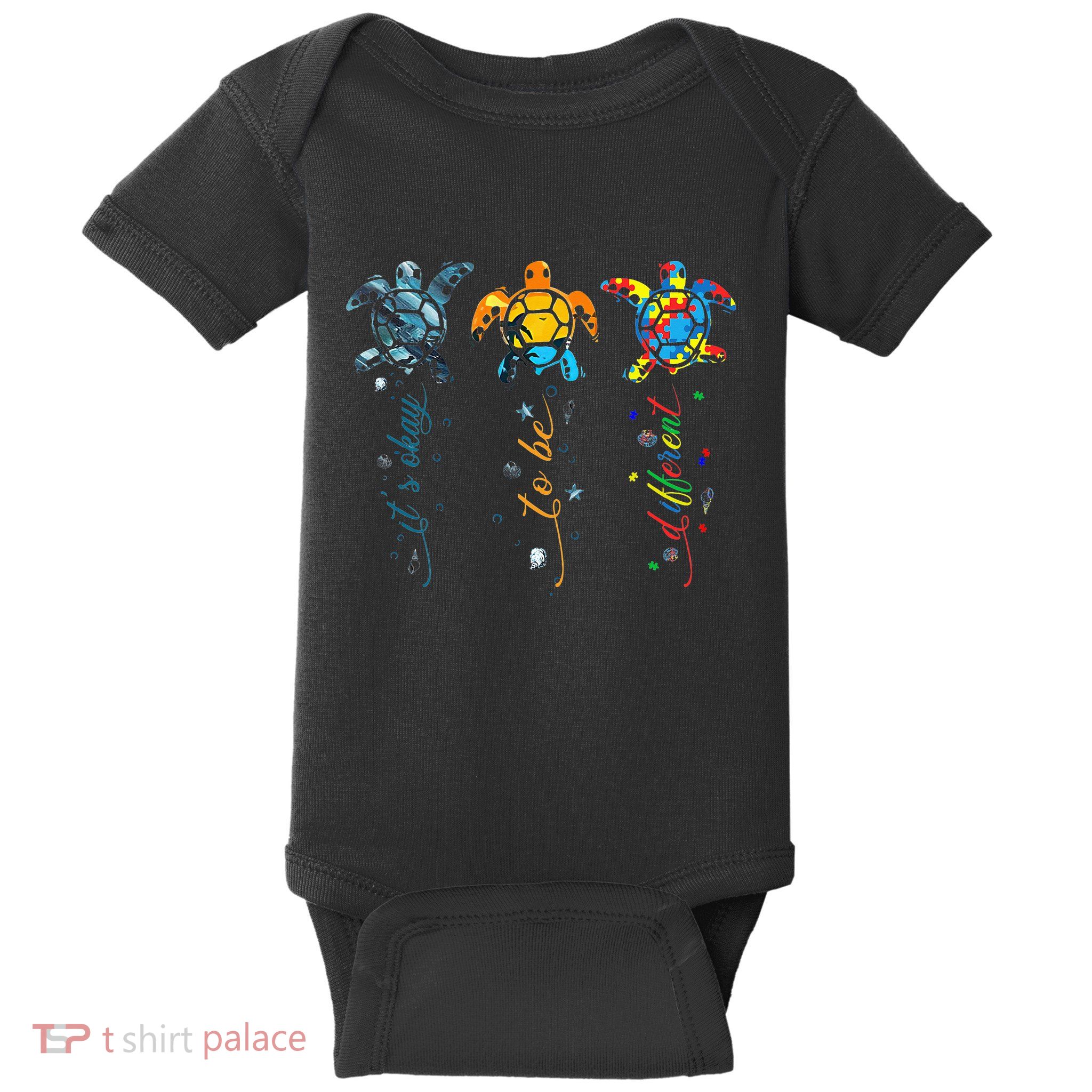 Autism Awareness Its Ok To Be Different Sea Turtle Planet Baby Bodysuit