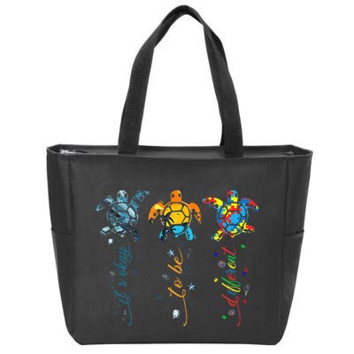 Autism Awareness Its Ok To Be Different Sea Turtle Planet Zip Tote Bag