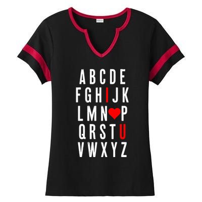 Abc Alphabet I Love You English Teacher Valentines Day Gift Ladies Halftime Notch Neck Tee