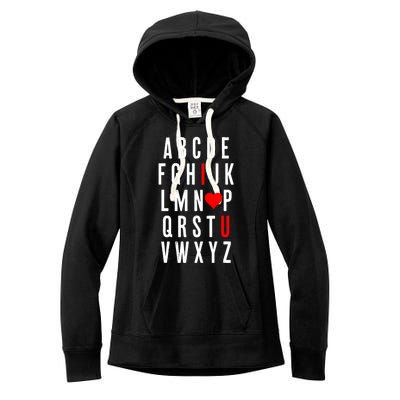 Abc Alphabet I Love You English Teacher Valentines Day Gift Women's Fleece Hoodie