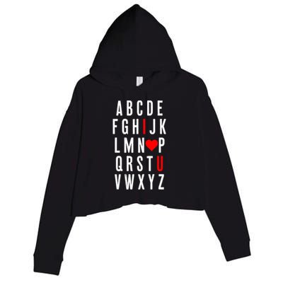 Abc Alphabet I Love You English Teacher Valentines Day Gift Crop Fleece Hoodie