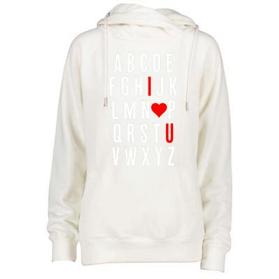 Abc Alphabet I Love You English Teacher Valentines Day Gift Womens Funnel Neck Pullover Hood