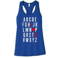 Abc Alphabet I Love You English Teacher Valentines Day Gift Women's Racerback Tank