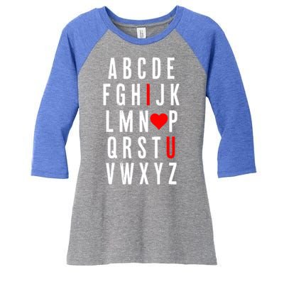 Abc Alphabet I Love You English Teacher Valentines Day Gift Women's Tri-Blend 3/4-Sleeve Raglan Shirt