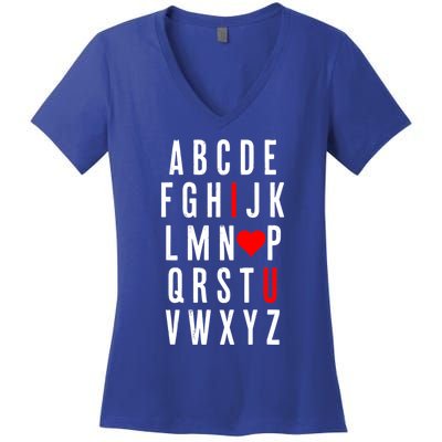 Abc Alphabet I Love You English Teacher Valentines Day Gift Women's V-Neck T-Shirt