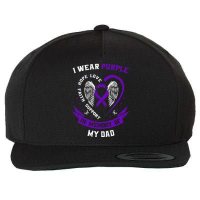 Alzheimers Awareness I Wear Purple In Memory of my Dad  Wool Snapback Cap