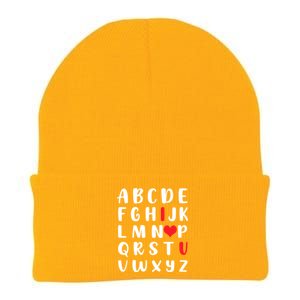 Abc Alphabet I Love You English Teacher Valentines Day Great Gift Knit Cap Winter Beanie