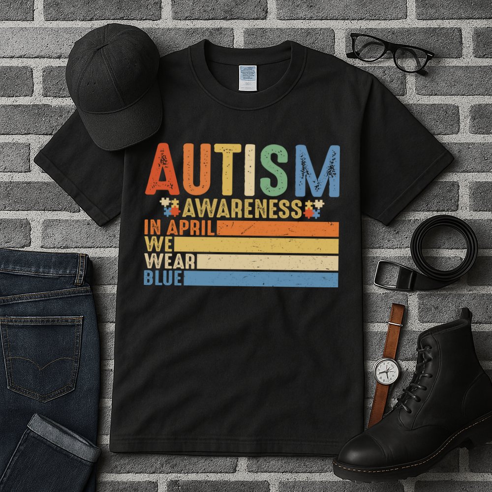 Autism Awareness In April We Wear Blue Tall T-Shirt
