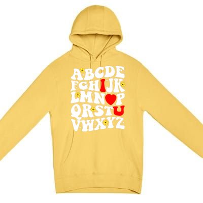 Alphabet ABC I Love You Funny Valentines Day Heart Premium Pullover Hoodie