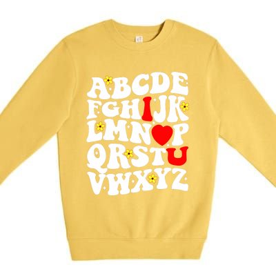 Alphabet ABC I Love You Funny Valentines Day Heart Premium Crewneck Sweatshirt