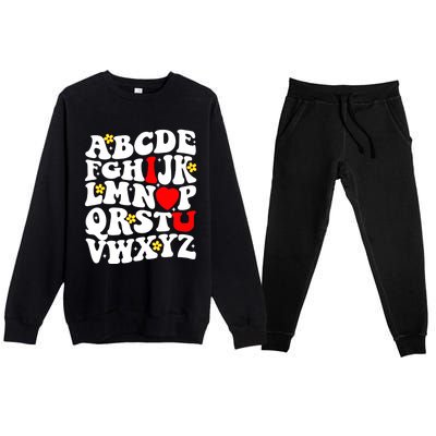 Alphabet ABC I Love You Funny Valentines Day Heart Premium Crewneck Sweatsuit Set