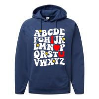 Alphabet ABC I Love You Funny Valentines Day Heart Performance Fleece Hoodie