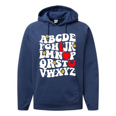 Alphabet ABC I Love You Funny Valentines Day Heart Performance Fleece Hoodie