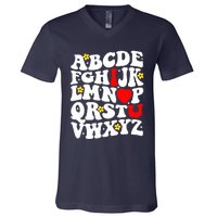 Alphabet ABC I Love You Funny Valentines Day Heart V-Neck T-Shirt