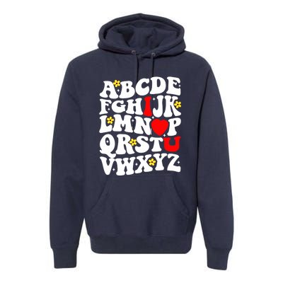 Alphabet ABC I Love You Funny Valentines Day Heart Premium Hoodie