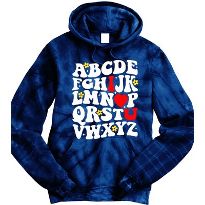 Alphabet ABC I Love You Funny Valentines Day Heart Tie Dye Hoodie