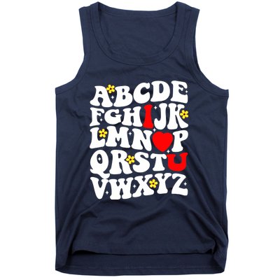 Alphabet ABC I Love You Funny Valentines Day Heart Tank Top