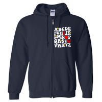 Alphabet ABC I Love You Funny Valentines Day Heart Full Zip Hoodie