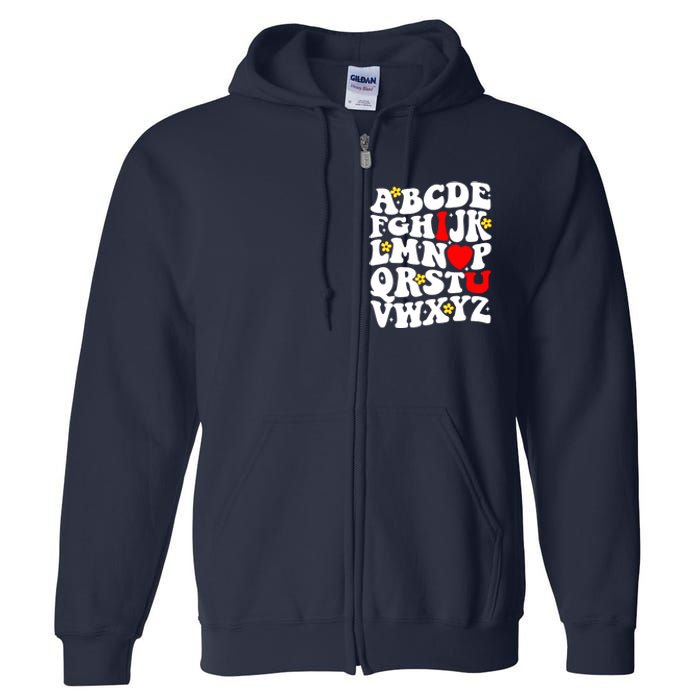 Alphabet ABC I Love You Funny Valentines Day Heart Full Zip Hoodie