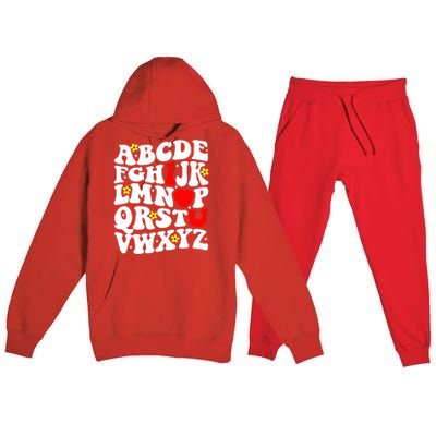 Alphabet ABC I Love You Funny Valentines Day Heart Premium Hooded Sweatsuit Set