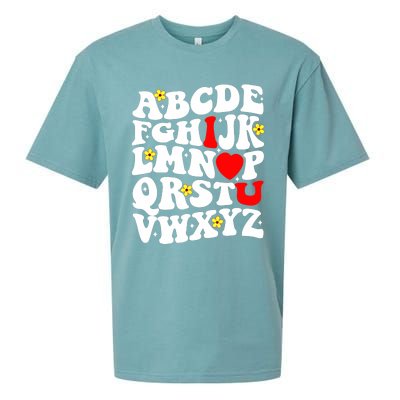 Alphabet ABC I Love You Funny Valentines Day Heart Sueded Cloud Jersey T-Shirt