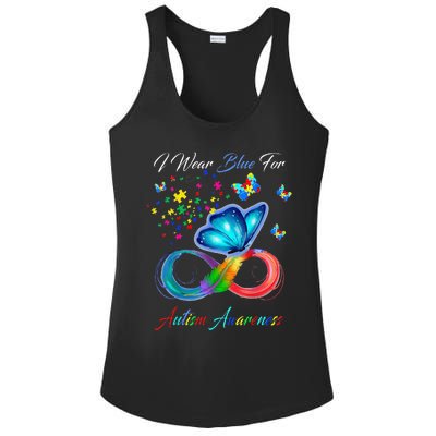 Autism Awareness I Wear Blue For Autism Family Support Ladies PosiCharge Competitor Racerback Tank