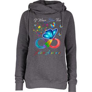 Autism Awareness I Wear Blue For Autism Family Support Womens Funnel Neck Pullover Hood