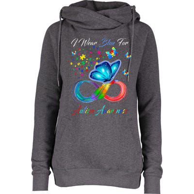 Autism Awareness I Wear Blue For Autism Family Support Womens Funnel Neck Pullover Hood