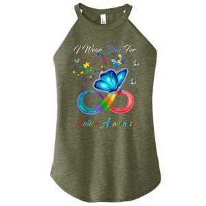 Autism Awareness I Wear Blue For Autism Family Support Women's Perfect Tri Rocker Tank