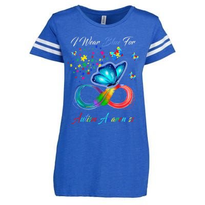 Autism Awareness I Wear Blue For Autism Family Support Enza Ladies Jersey Football T-Shirt